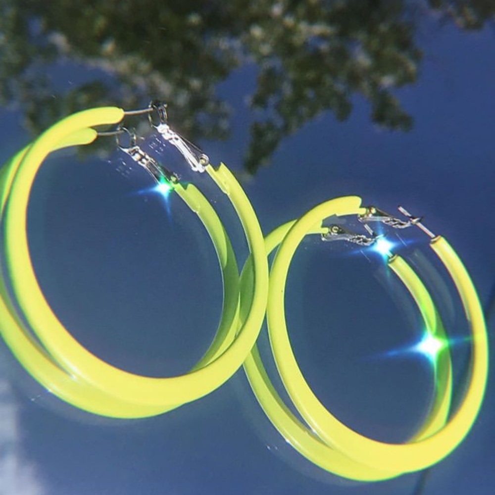 Neon Yellow Hoop Earrings